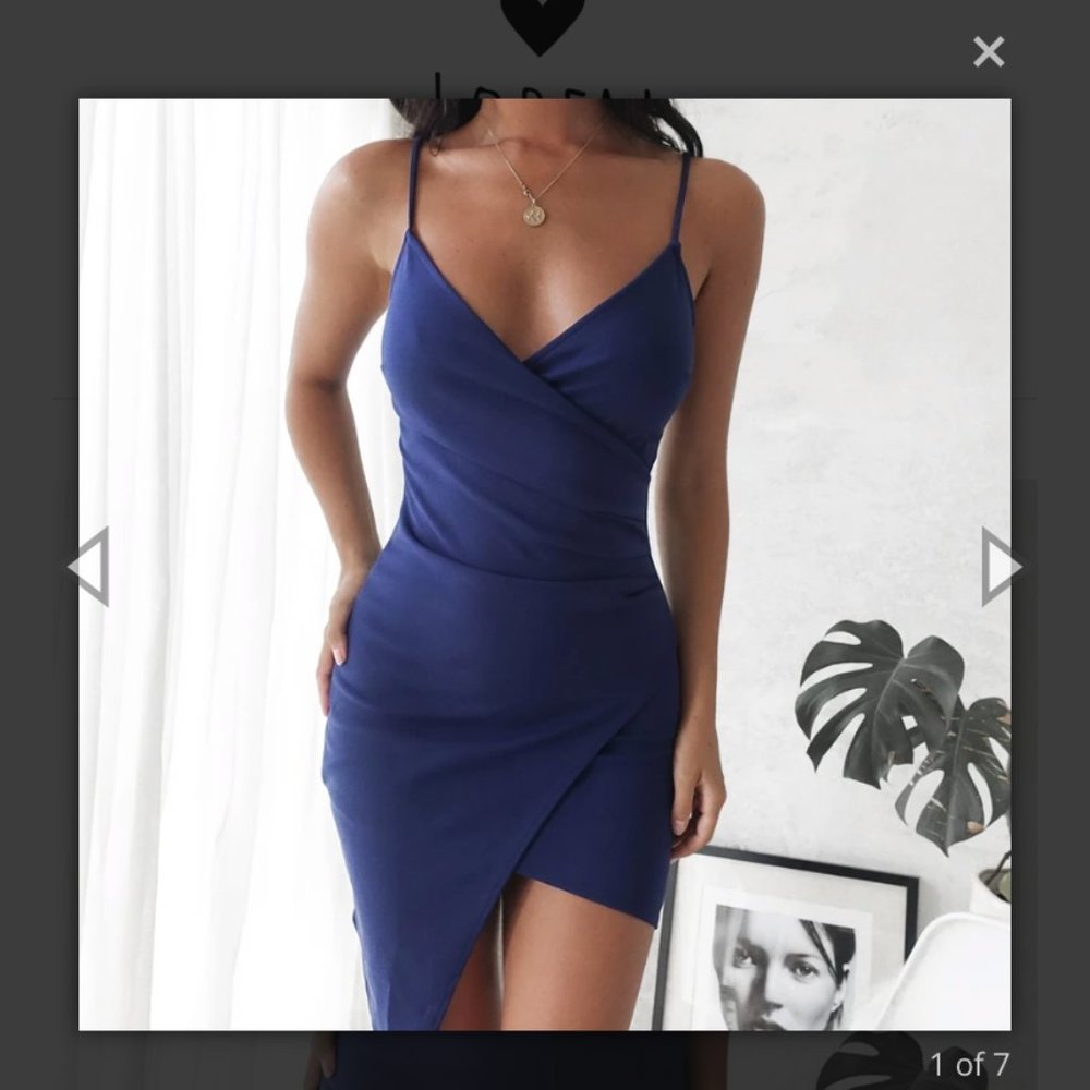 Adalene Wrap Dress - Navy Size Small